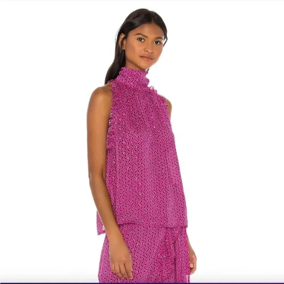 Sabina Musayev Celia Top in Pink Print SZ XS EUC - Picture 2 of 5